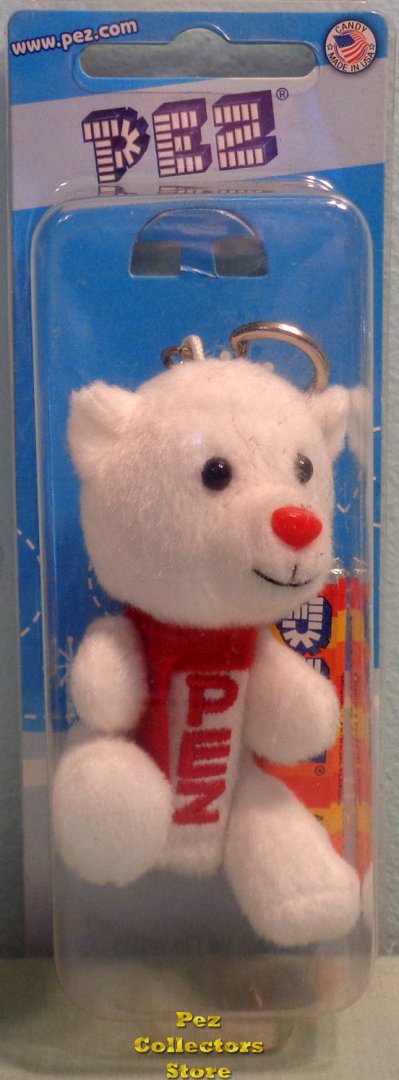 (image for) 2010 Winter Plush Polar Bear Pez Keychain - Click Image to Close