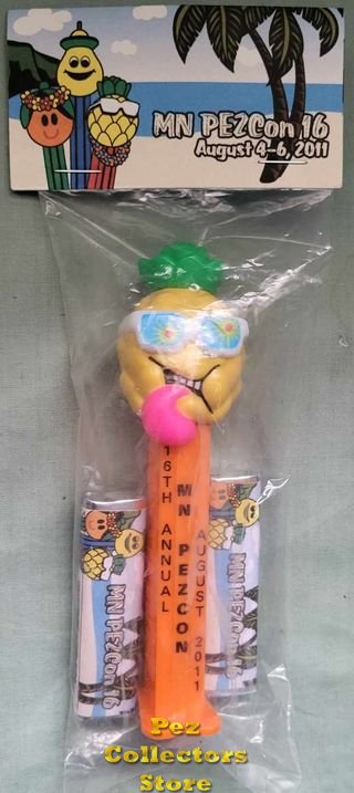 (image for) 2011 MNPEZCon 16 Pineapple Pez and candy packs with Header Card