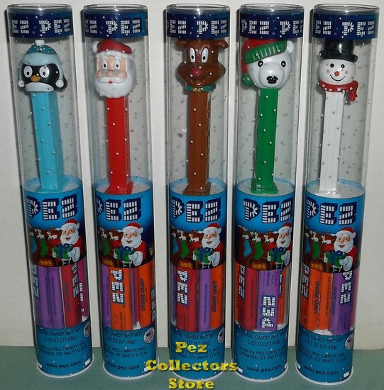 (image for) 2013 Christmas Pez Set of 5 In Tubes with Fireplace Graphics