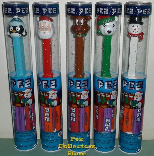 (image for) 2013 Christmas Pez Set of 5 In Tubes with Fireplace Graphics - Click Image to Close