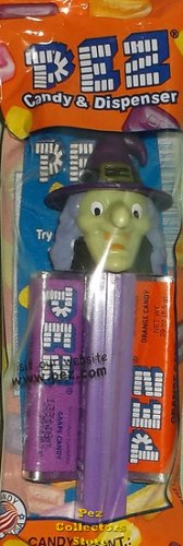 (image for) 2014 Halloween Witch F Pez on Purple Stem MIB