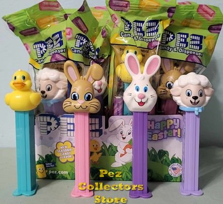 (image for) 2018 Easter Pez Set - Mr and Tan Bunny, Lamb, Ducky MIB