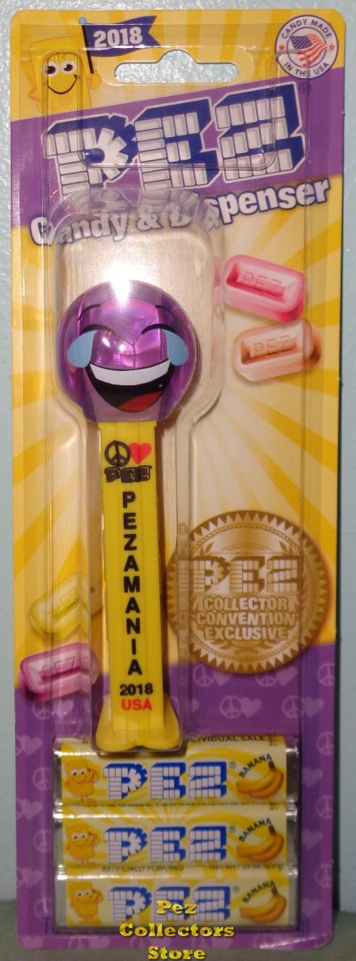 (image for) 2018 Pezamania Convention Purple Crystal LOLing Emoji Pez MOC