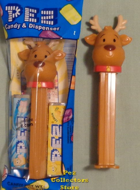 (image for) 2018 Christmas Reindeer Pez with Red Collar and Bell MIB - Click Image to Close
