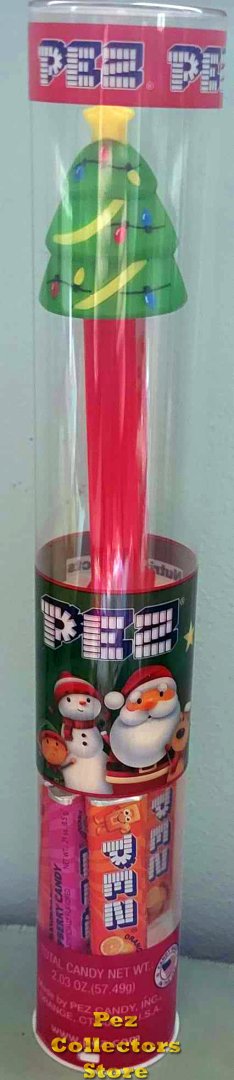 (image for) 2023 Christmas Tree with Light Strings and Garland Red Stem Mint In Tube