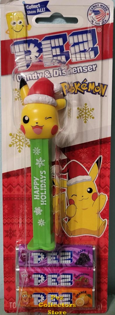 (image for) 2025 Happy Holidays Pokemon Pikachu with Stocking Cap Pez MOC