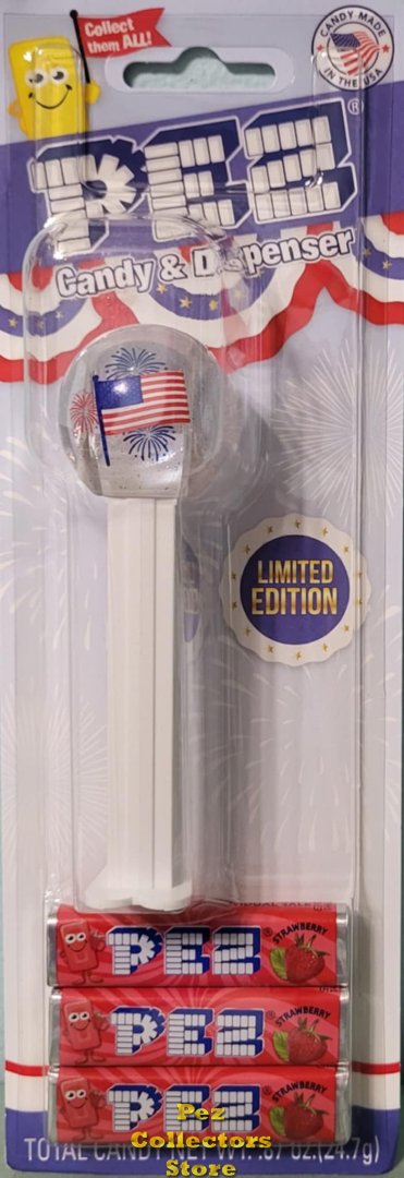 (image for) 2025 USA Flag Exclusive Limited Edition White Stem Pez MOC