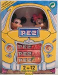 2 + 12 Yellow Car Box with Mickey and Minnie Pez 2 + 12 Yellow Car Box with Mickey and Minnie Pez