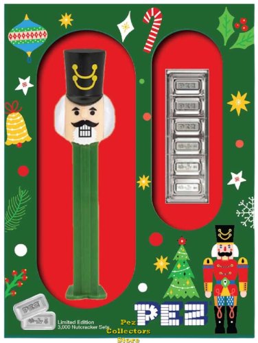 (image for) PAMP Suisse Nutcracker PEZ w 30gm Silver Candies in Box with COA
