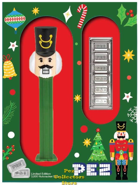 (image for) PAMP Suisse Nutcracker PEZ w 30gm Silver Candies in Box with COA