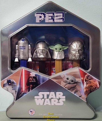 (image for) Disney 100 Yrs Star Wars Platinum Pez Gift Tin R2D2 Darth Grogu