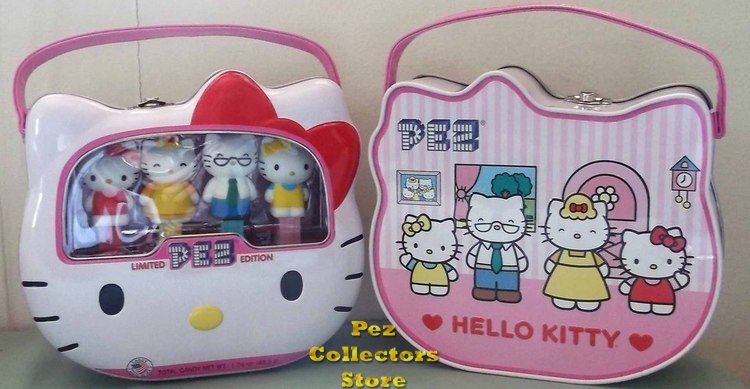 (image for) 40th Anniversary Hello Kitty Pez Tin with Mama, Papa, Mimi - Click Image to Close