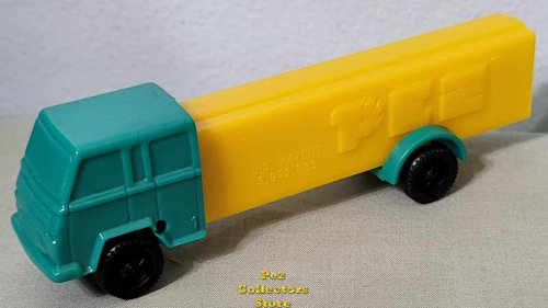(image for) A1 Blue Green Cab on Yellow Trailer Single Axle Rolling Wheels Truck