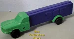 (image for) A4 Truck Green Cab Blue Trailer, Single Rear Axle Rolling Wheels Pez