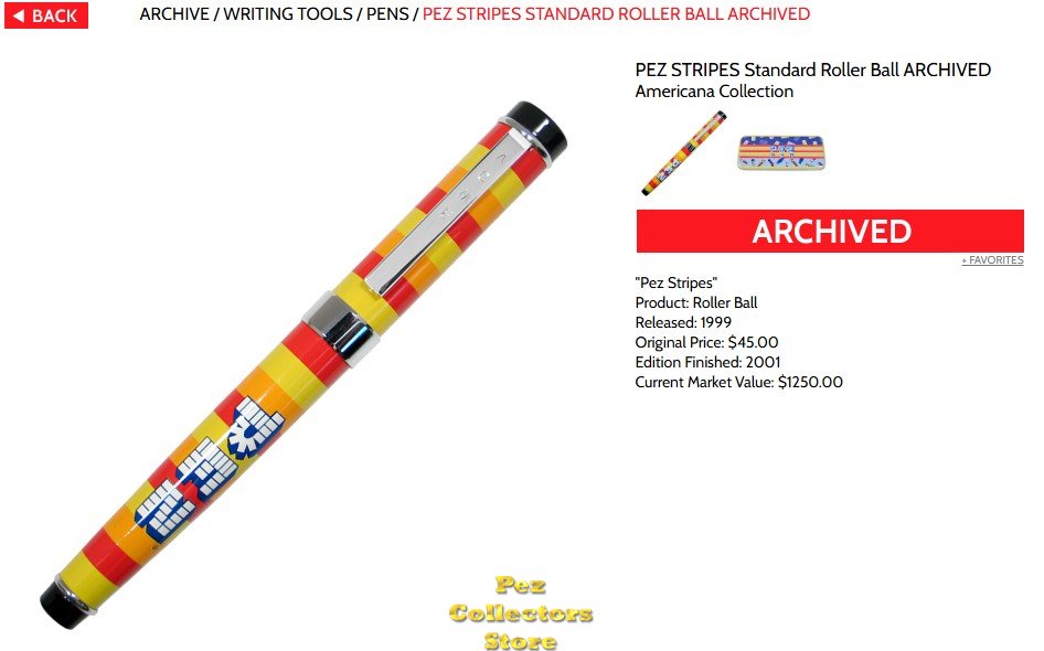 Modal Additional Images for ACME PEZ STRIPES Archived 1999 Roller Ball Ink Pen Writing Tool