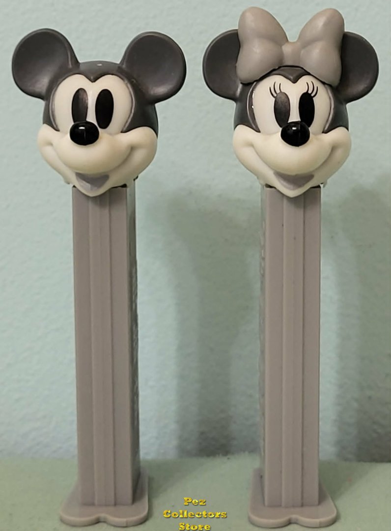 (image for) 80th Anniversary Retro Grey Scale Mickey and Minnie Ltd. Ed PEZ Pair Loose