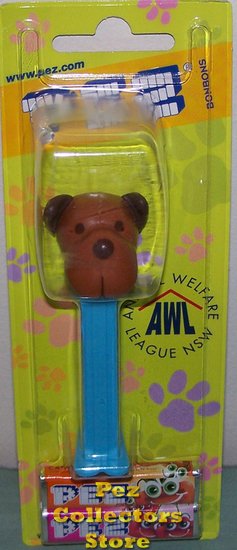 (image for) Original 2004 AWL Barky Brown Pez on Blue Stem MOC