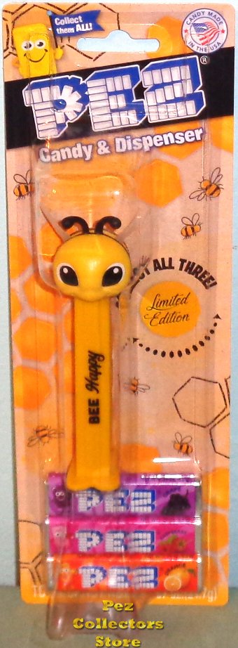 (image for) Limited Edition Bee Happy Yellow Stem Pez Bee MOC - Click Image to Close