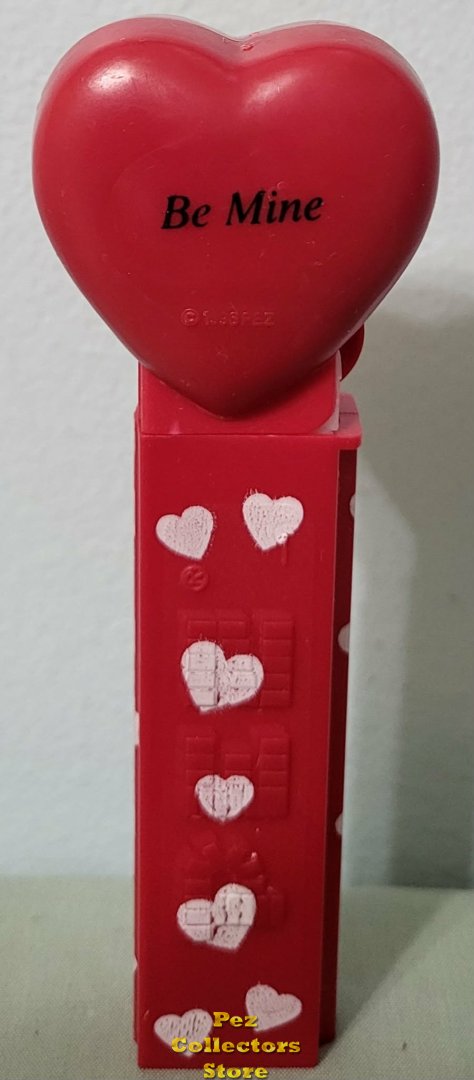 (image for) ERROR Printed on Back of Heart 2005 Be Mine Heart Pez Maroon printed stem Loose