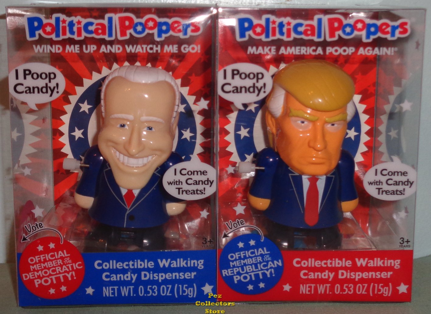 (image for) Biden and Trump Political Pooper Wind Up Walking Candy Dispenser
