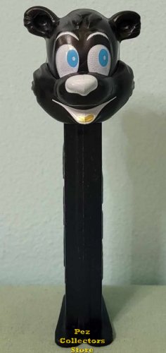 (image for) Misfit Icee Bear Pez Black Face on Black Stem Gold Tongue