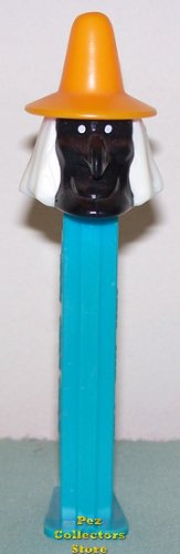(image for) Misfit Witch Pez Black Face Orange Hat Blue Stem Loose
