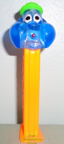 (image for) Blue Colored Crystal Bubbleman Pez on Neon Orange Stem