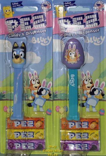 (image for) Bluey and Bingo Easter Egg Pez Pair mint on Easter Bluey Card