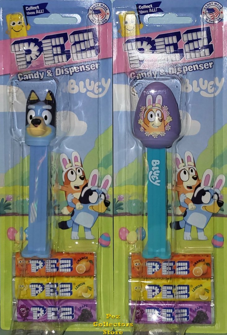 (image for) Bluey and Bingo Easter Egg Pez Pair mint on Easter Bluey Card
