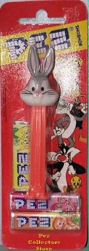 (image for) Bugs Bunny Pez Neon Red Stem Mint on Red Euro Looney Tunes Card