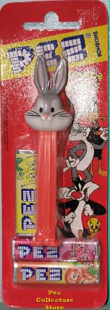 (image for) Bugs Bunny Pez Neon Red Stem Mint on Red Euro Looney Tunes Card