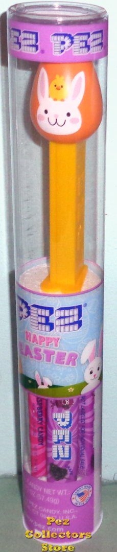 (image for) Orange Easter Egg Pez with Rabbit and Chick MIT 2021 Packaging - Click Image to Close