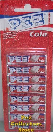 (image for) European Caffeine Free Cola Pez Candy Refills 8 pack Blister Card