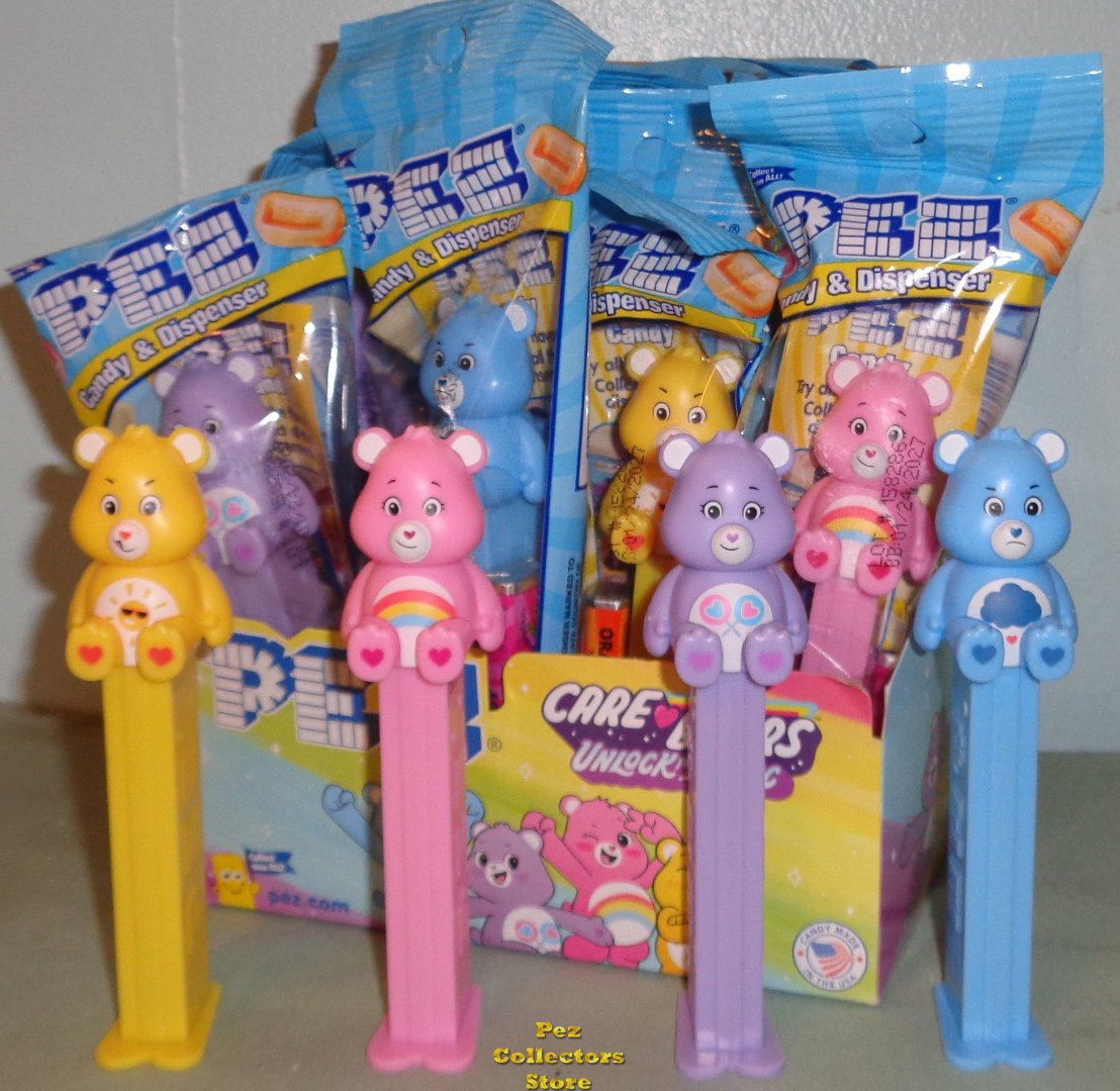 (image for) Care Bears Pez Set of 4 Cheer, Share, Funshine, Grumpy Bear MIB - Click Image to Close