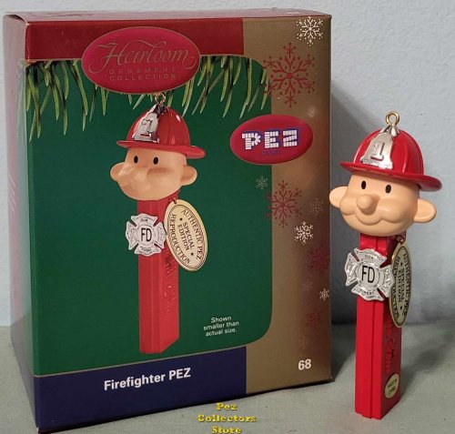 (image for) Carlton Cards No Feet Pez Fireman Ornament from 2004 with box