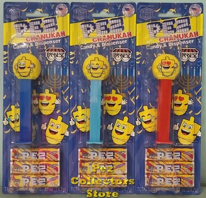 (image for) Chanukah Smiling, Laughing and Love Emoji Dreidel Pez MOC