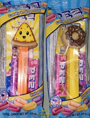 (image for) Cheese Pizza and Donut with Chocolate Icing and Sprinkles Pez MIB