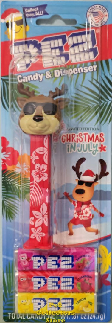 (image for) USA Exclusive Christmas In July Reindeer Hawaiian Printed Stem Ltd. Ed Pez MOC