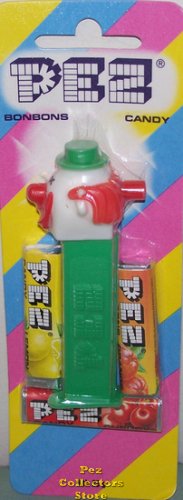 (image for) MMM Clown Pez on Green Stem Mint on Halo Striped Card