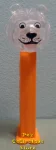 (image for) Colorless Clear Crystal Lion Kooky Zoo Pez on Orange Stem Loose