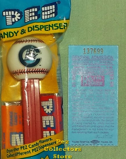 (image for) Columbus Clippers Baseball Pez MIB with Game Ticket