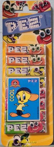 (image for) Euro Fruit Pez 8 pack w Cool Tunes Tweety Baseball Sticker
