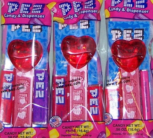 (image for) 2009 Set of 3 Red Crystal Pez Short Valentine Hearts MIB