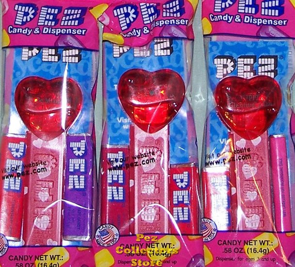 (image for) 2009 Set of 3 Red Crystal Pez Short Valentine Hearts MIB - Click Image to Close