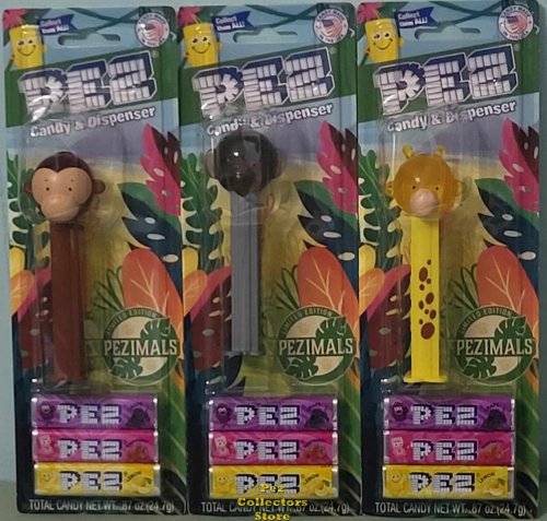 (image for) Crystal Pezimals Pez Set Giraffe, Monkey, Elephant MOC
