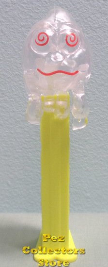 (image for) Colorless Crystal Slimy Sid Pez on Neon Yellow Stem - Click Image to Close