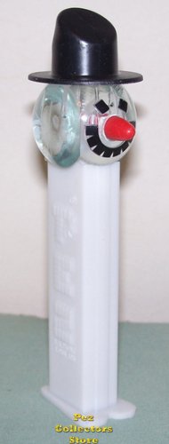 (image for) Blue Tint Crystal Snowman B Pez with Black Hat Loose