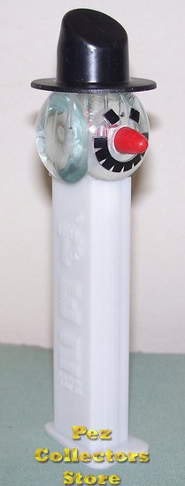 (image for) Blue Tint Crystal Snowman B Pez with Black Hat Loose