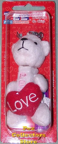 (image for) Cuddle Cubs White Bear Plush LOVE Pez Petz - Click Image to Close