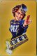 (image for) Metal Peppermint PEZ Curly Hair Presenter Girl Advertising Sign 8" x 12"